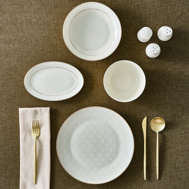 Karaca Elegance Bone Mandarin Gold 53 teiliges Tafelservice für 12 Personen