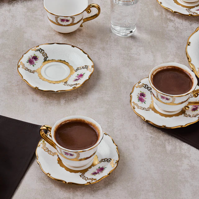 Karaca Royal Bone Elizabeth Mokkatassenset 12 teilig für 6 Personen