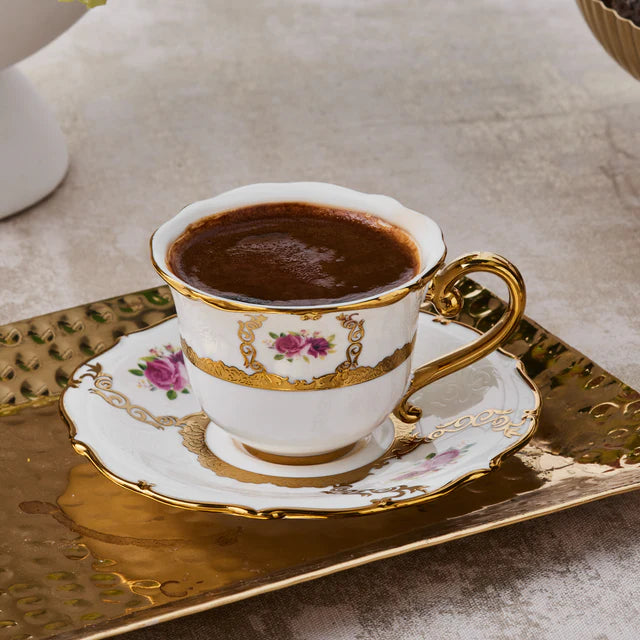 Karaca Royal Bone Elizabeth Mokkatassenset 12 teilig für 6 Personen