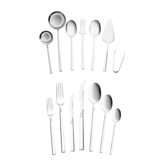 Karaca Elegance Nil 91 teiliges Besteckset für 12 Personen inklusive Servierbesteck