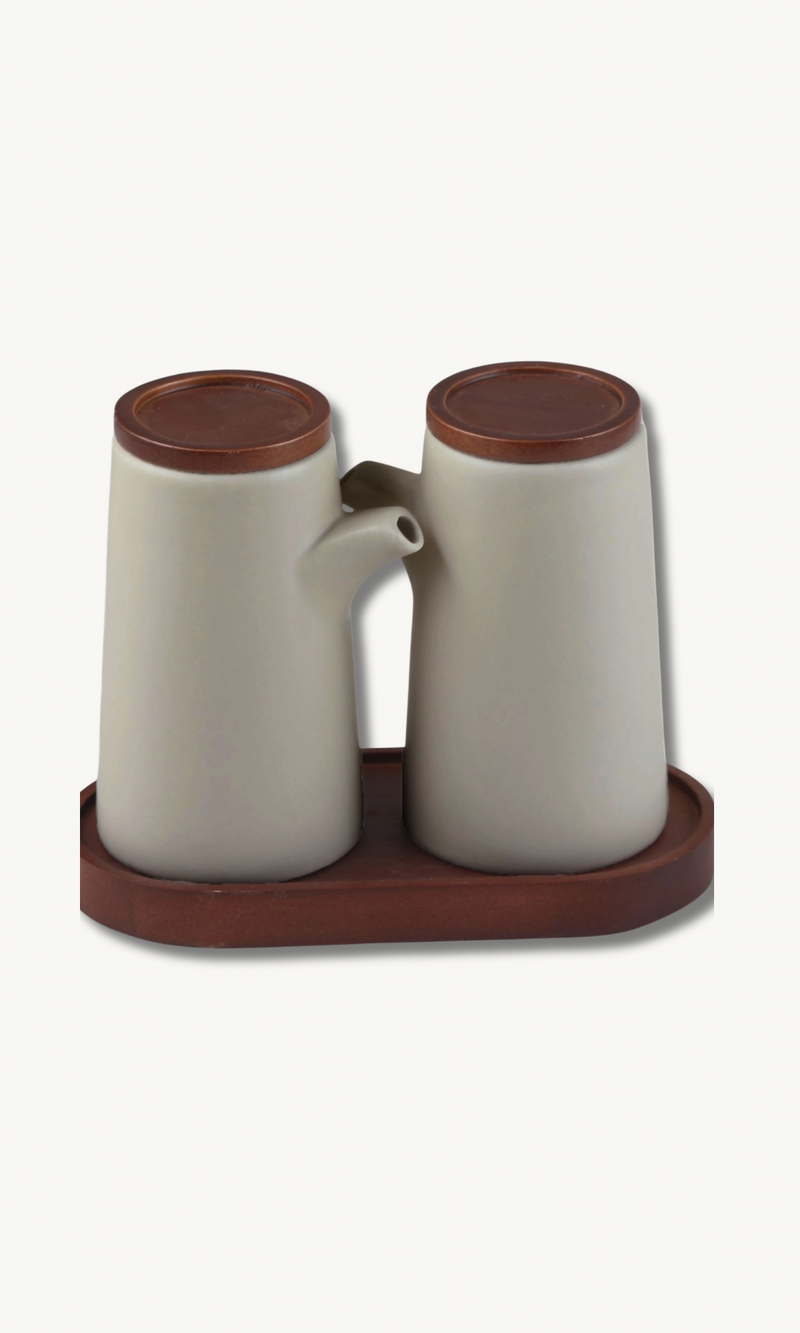 Terra Matt Öl-Essigbehälter 2-teilig mit Stand