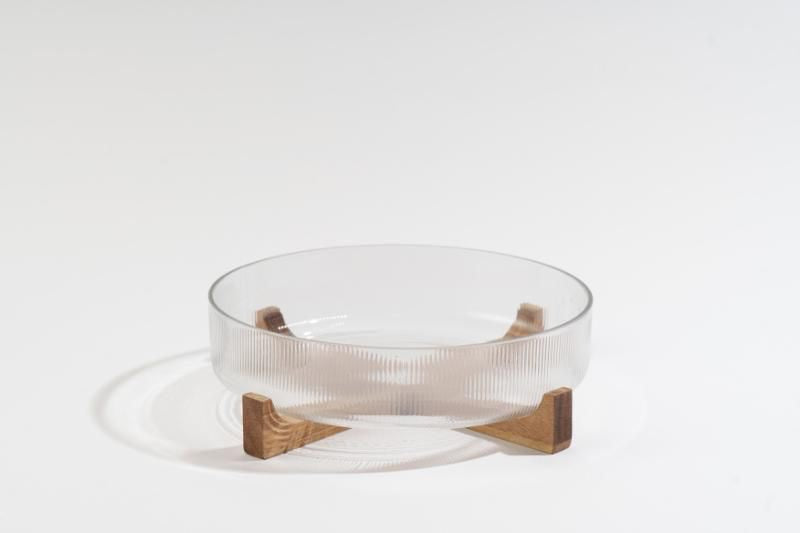 Glasschüssel mit Akaziestand 25,5cm