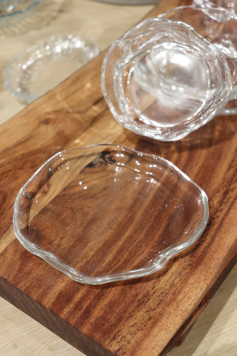 6er Glasschalen + Untersetzer Set Wavy Clear