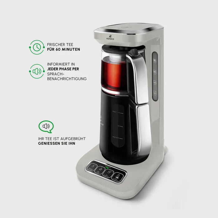 Karaca Caysever Robotea Pro 4 in 1 sprechender automatischer Teekocher Wasserkocher und Filterkaffeemaschine Starlight