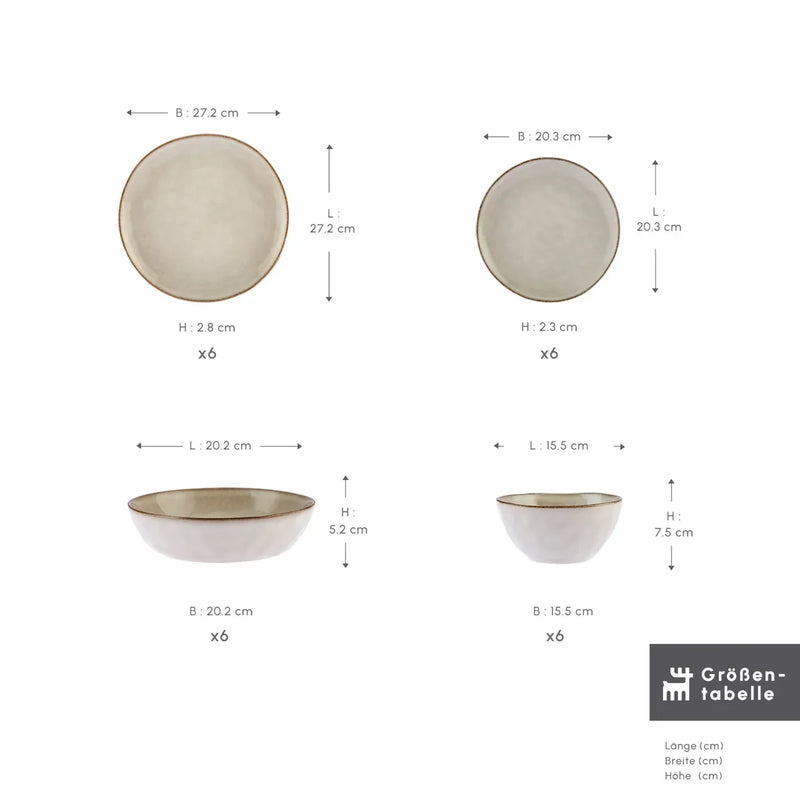 Karaca Aria Beige Reactive  24 teiliges Tafelservice für 6 Personen