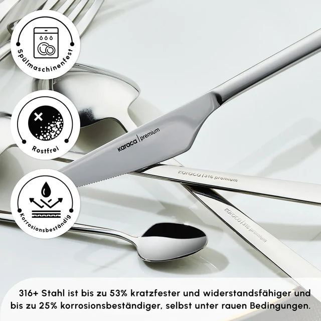 Karaca Stark 84 teiliges 316+ Premium-Besteckset für 12 Personen