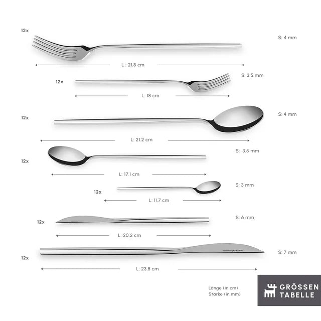 Karaca Mild 84 teiliges 316+ Premium-Besteckset für 12 Personen