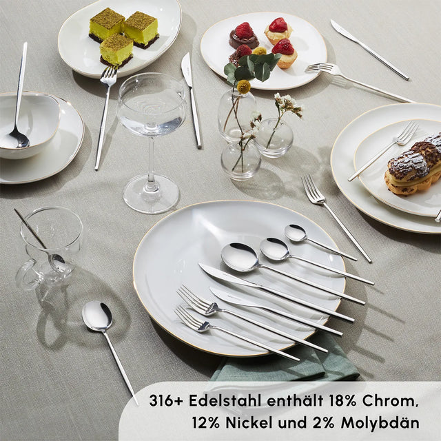 Karaca Mild 84 teiliges 316+ Premium-Besteckset für 12 Personen