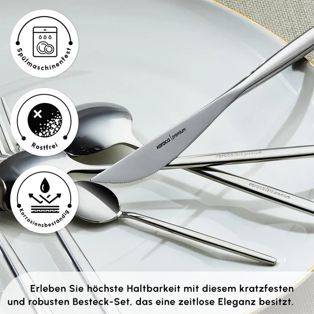 Karaca Mild 84 teiliges 316+ Premium-Besteckset für 12 Personen