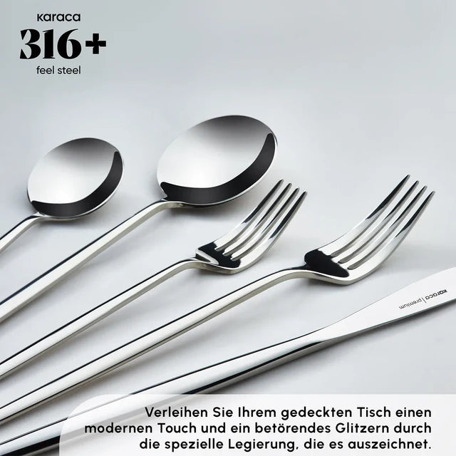 Karaca Mild 84 teiliges 316+ Premium-Besteckset für 12 Personen