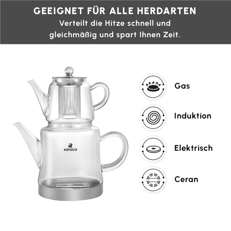 Karaca Dora Glas Teekanne Set induktionsgeeignet