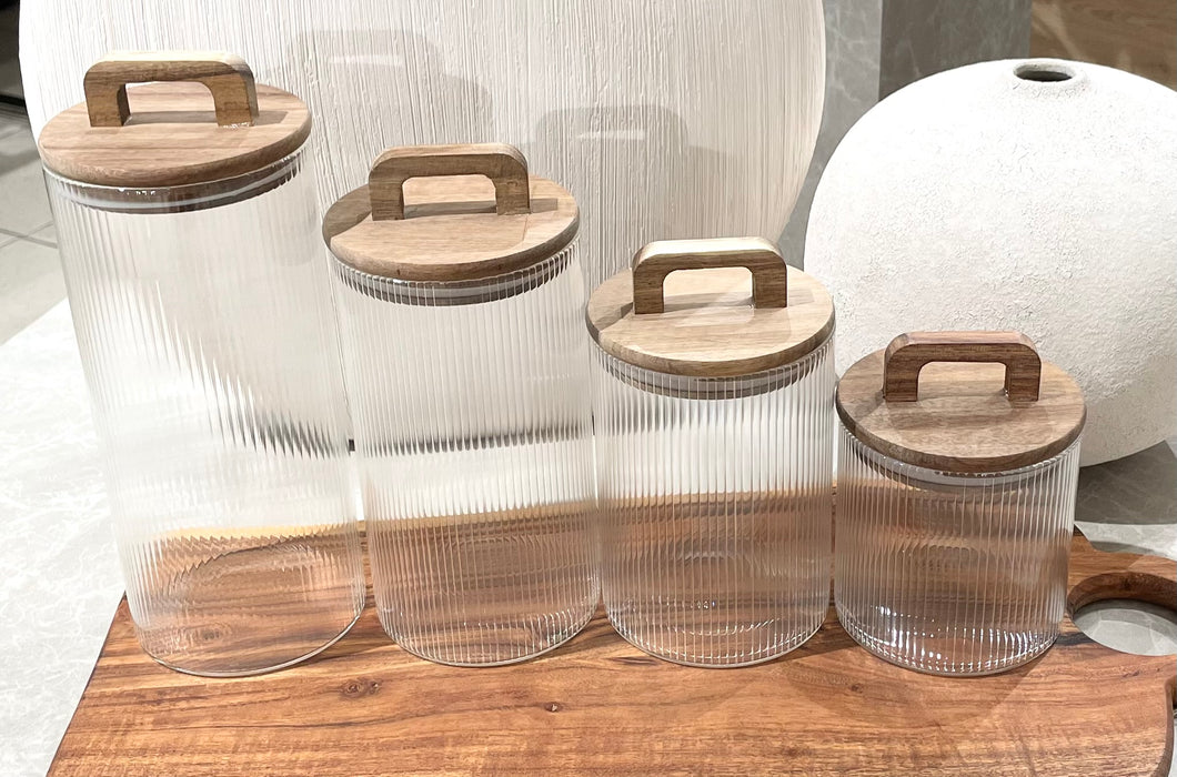 Acacia Glas Vorratsdosen 4er Set