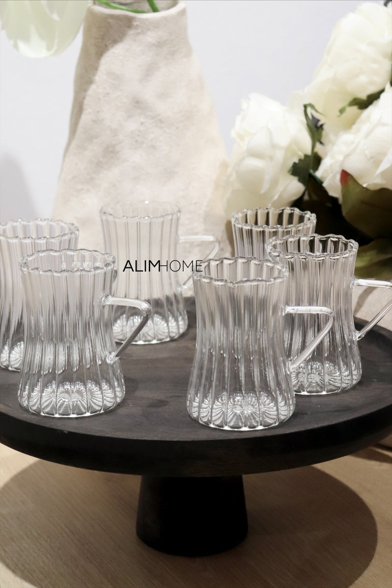 6er Teegläser mit Henkel Line