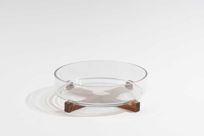 Glasschüssel mit Akaziestand 30,5cm