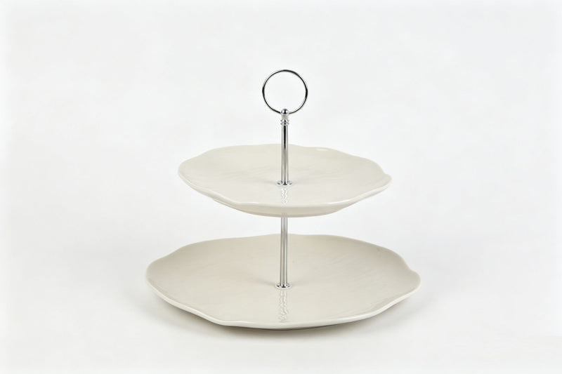 Cermico Beige Etagere 2-stöckig — Alim Home