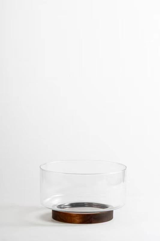 ACACIA Glasschüssel mit Akazienboden 17,5cm