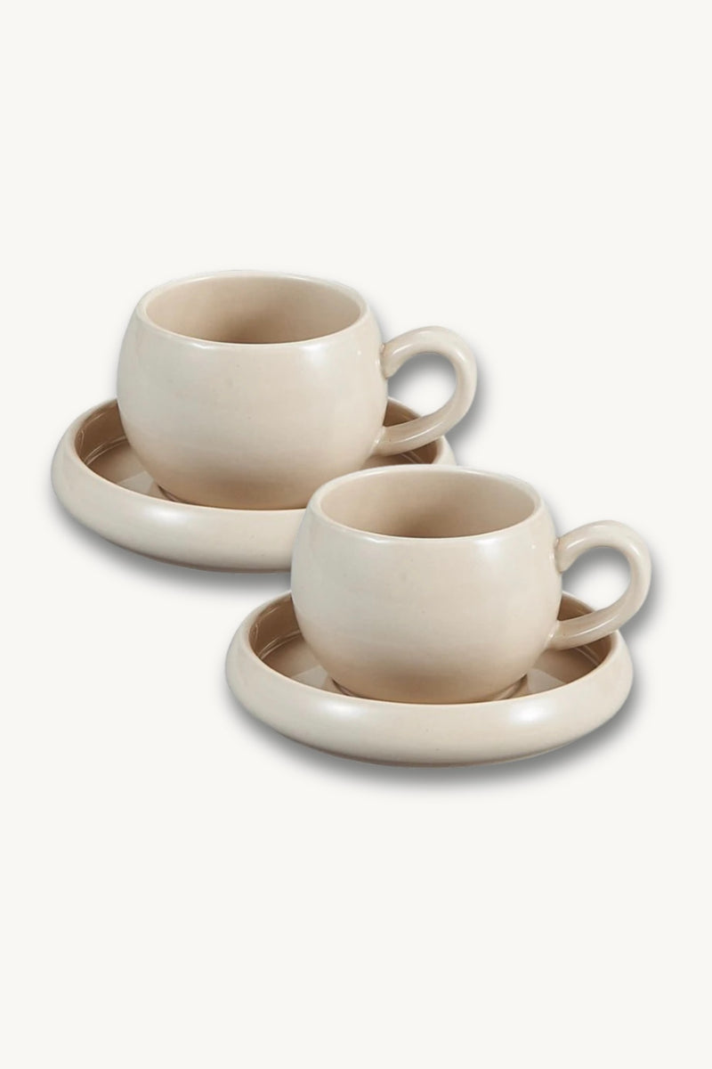 Bondy Beige Kaffeetassenset 4 teilig für 2 Personen
