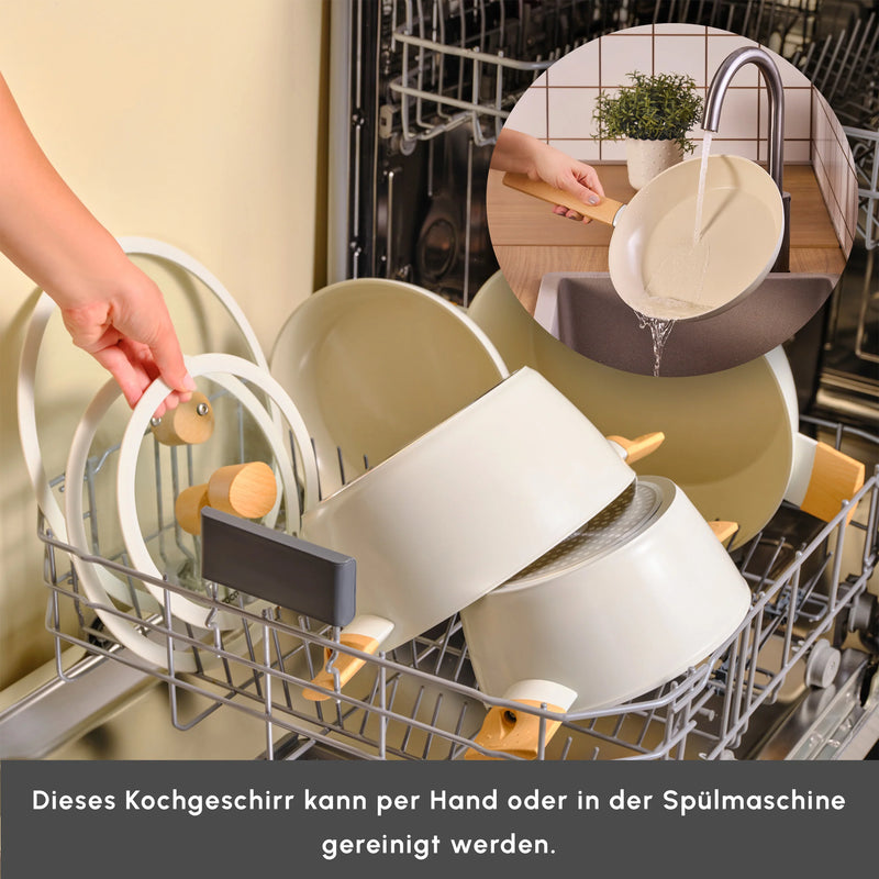 Karaca Swiss Crystal Almond Cream 7-Teiliges Topfset Induktionsgeeignet