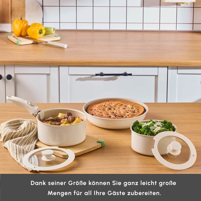 Karaca Comfort Cream 6-Teiliges Topfset mit abnehmbaren Griffen Induktionsgeeignet
