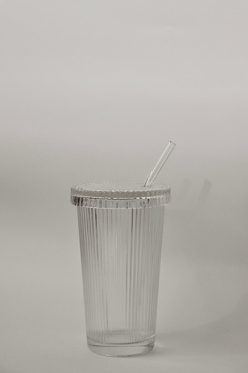 Ripple Trinkglas mit Deckel und Trinkhalm — Alim Home