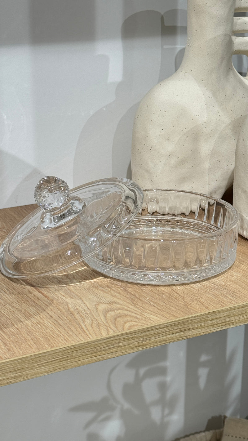 Kristall Zuckerdose aus Glas mit Deckel
