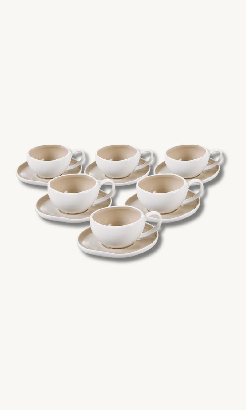 Barles Beige Kaffeeset 12 teilig für 6 Personen