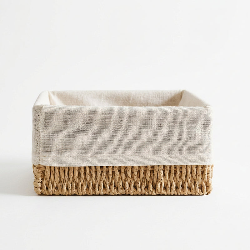 Aufbewahrungskorb quadratisch -BOHO- mit Leinenfutter