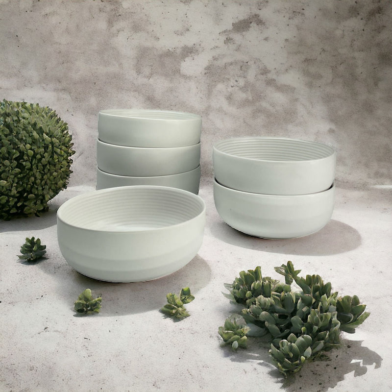 Porzellan Snackschale Set 6 teilig Mattweiss