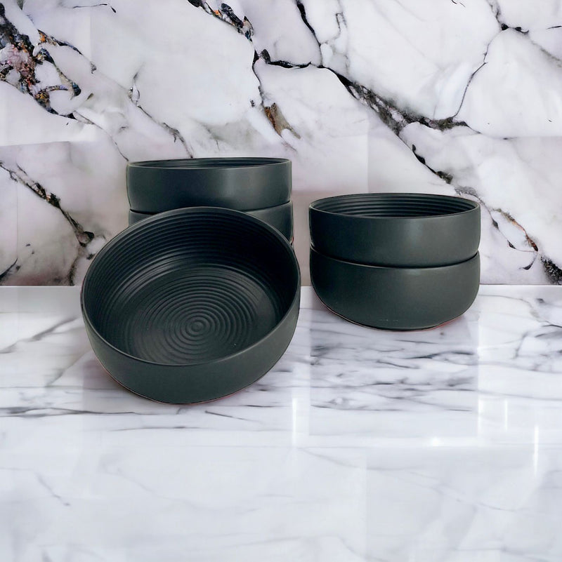 Porzellan Snackschale Set 6 teilig Mattschwarz