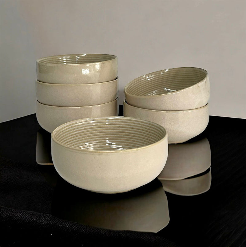 Porzellan Snackschale Set 6 teilig Beige