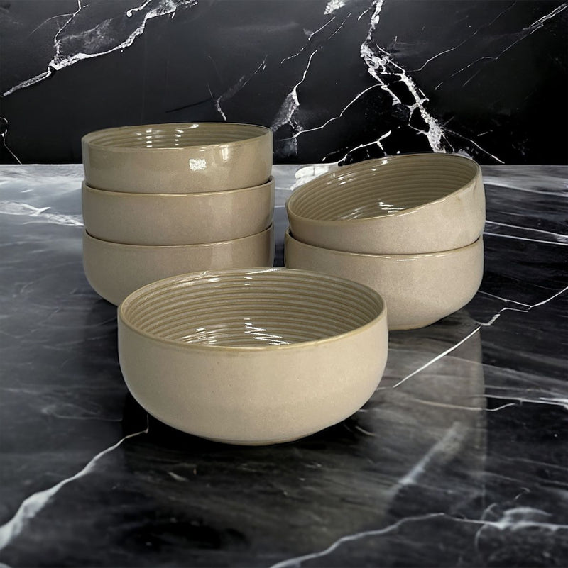 Porzellan Snackschale Set 6 teilig Beige