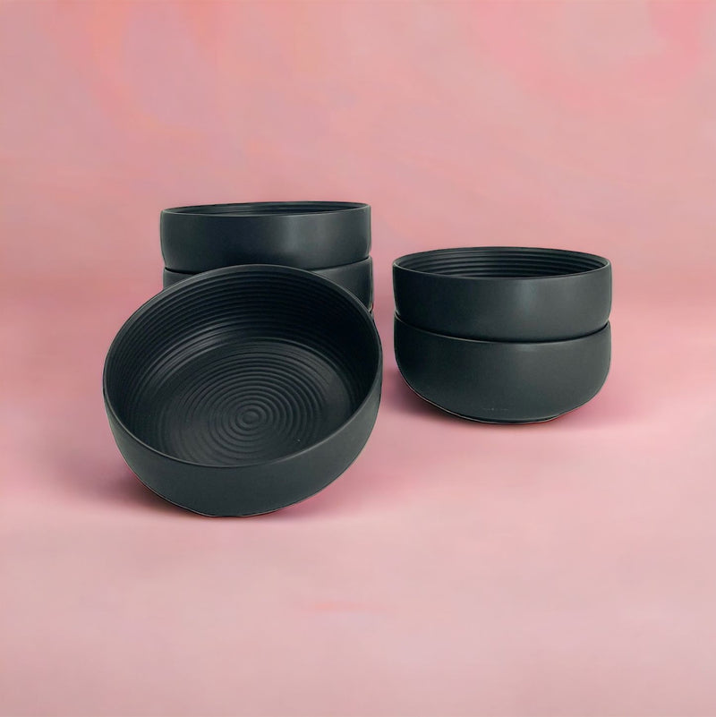 Porzellan Snackschale Set 6 teilig Mattschwarz