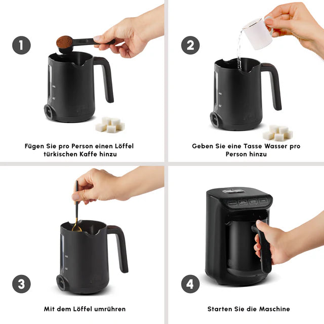 Karaca Hatir Koz Milky Elektrischer Mokkakocher Shiny Black