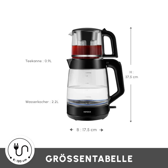 Karaca Glas Tea XL Teekocher Shiny Black