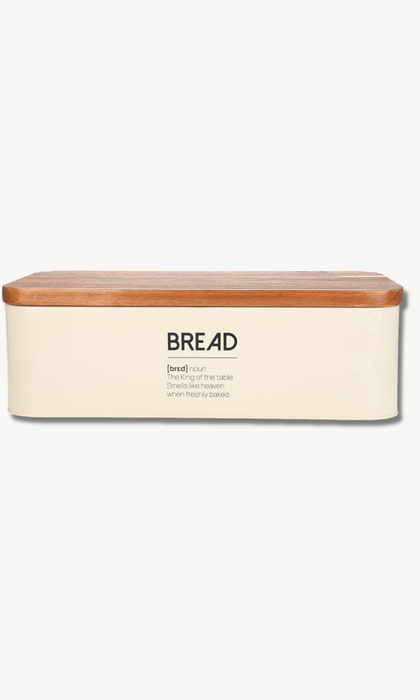 Brotbox aus Metall mit Akazie Deckel 42cm