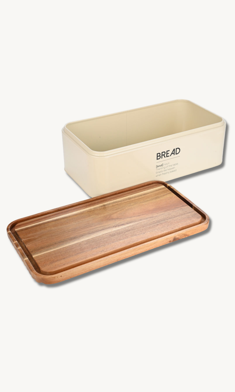 Brotbox aus Metall mit Akazie Deckel 42cm