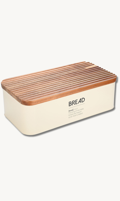 Brotbox aus Metall mit Akazie Deckel 42cm