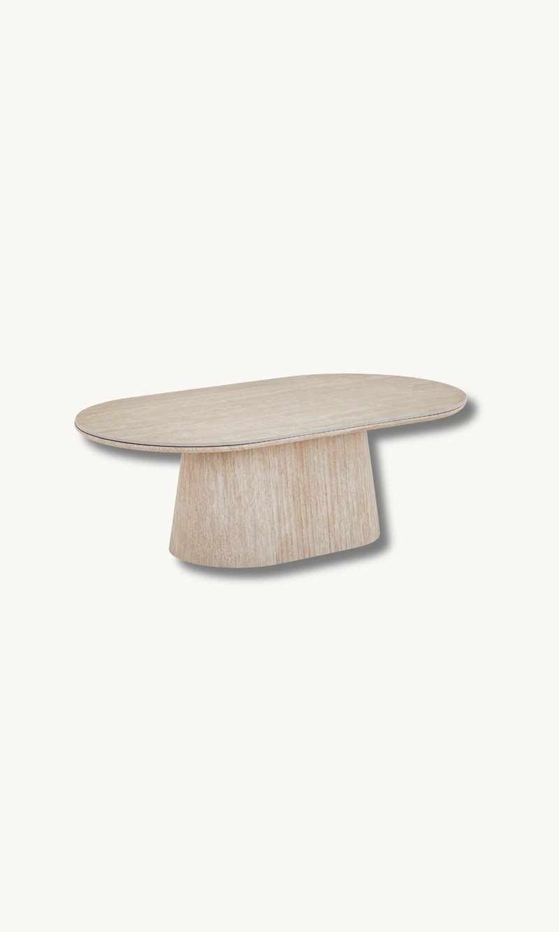 Esstisch + Couchtisch Set mit Keramikplatte Sandsteinoptik