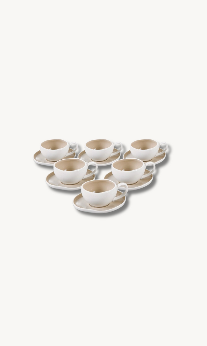 Barles Beige Mokkaset 12 teilig für 6 Personen