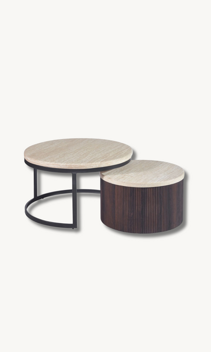 Manzano Travertin Braun Couchtisch 2er Set