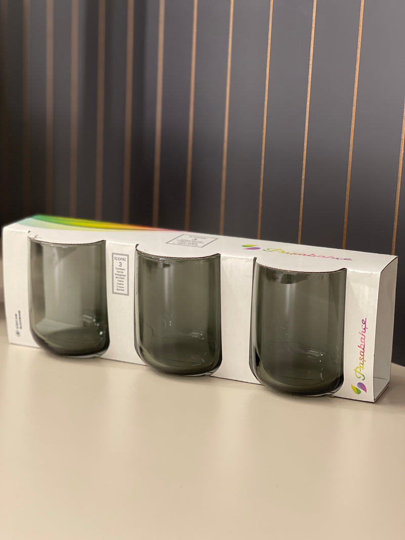 Pasabahce Iconic Grau 3 teilig Trinkglas 280ml