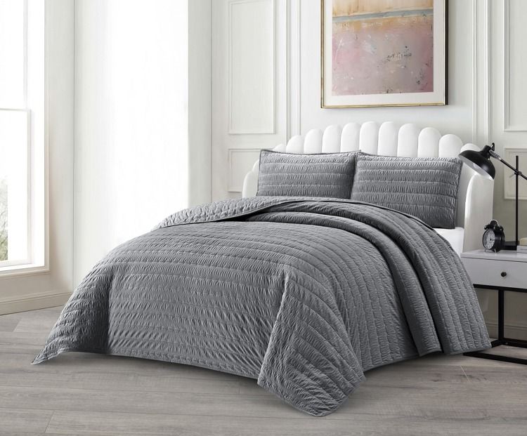 Bade Grau Tagesdecke Set 3 teilig 250x240cm — Alim Home