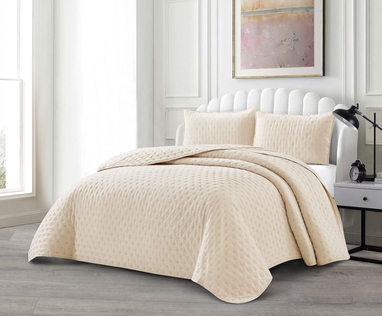 Deren Beige Tagesdecke Set 3 teilig 250x240cm — Alim Home