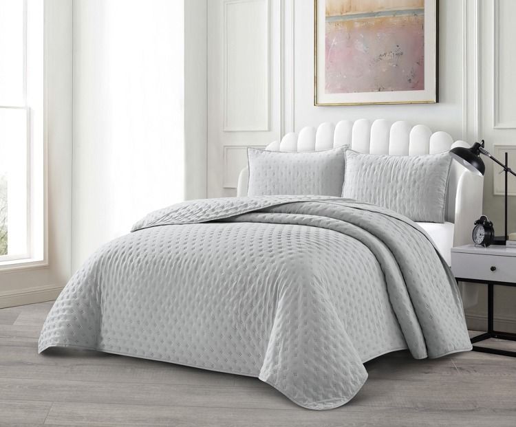 Deren Grau Tagesdecke Set 3 teilig 250x240cm — Alim Home