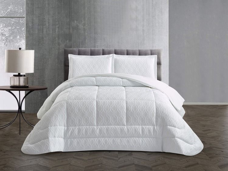 Erva Weiss Tagesdecke Set 3 teilig 260x240cm