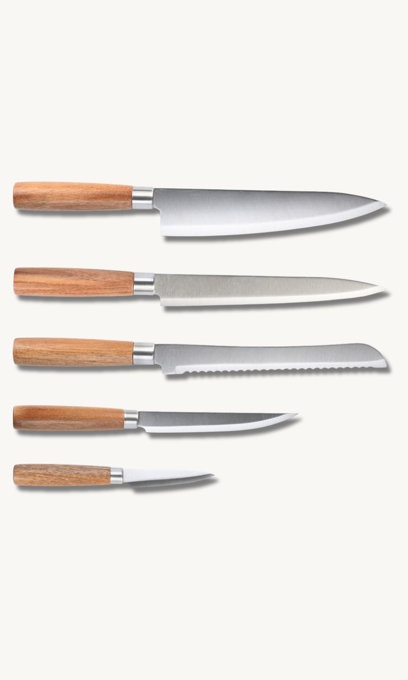 Messerset mit Akazie Griffen 6 teilig