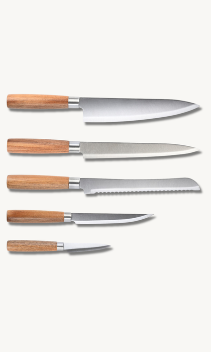 Messerset mit Akazie Griffen 6 teilig