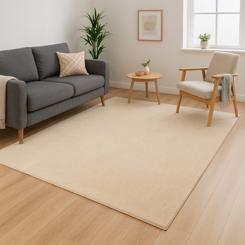 Calma 200 Beige Waschbarer Teppich