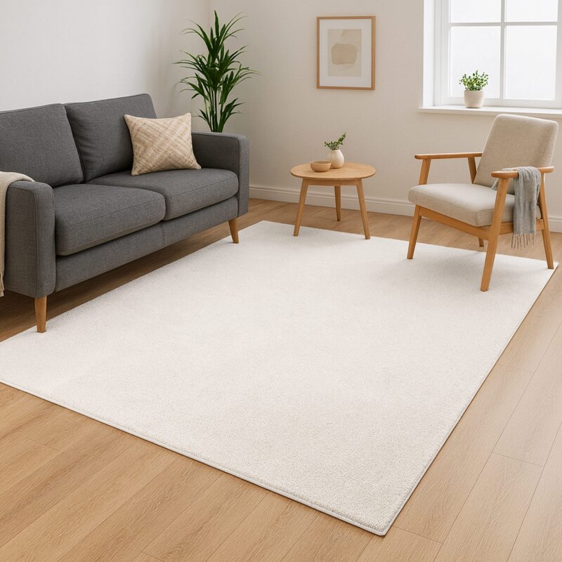 Calma 200 Weiss Waschbarer Teppich