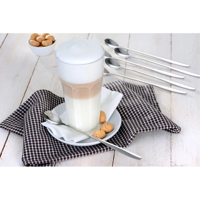 6 Stück Edelstahl Longdrinklöffel Silber